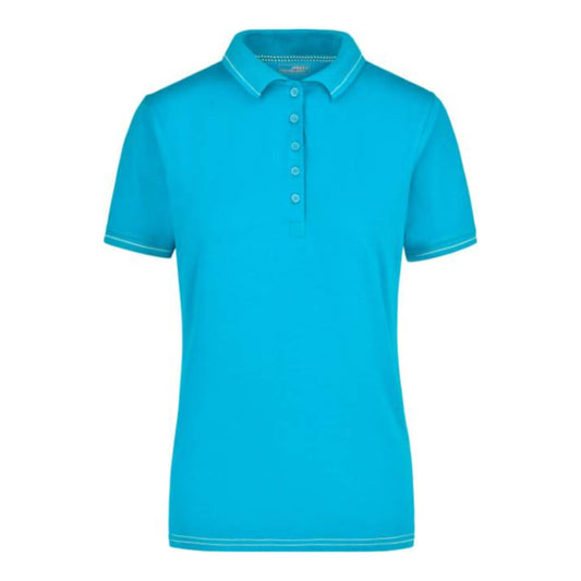 Damen Jersey Stretch Polo, Daiber JN 568 – aqua/white