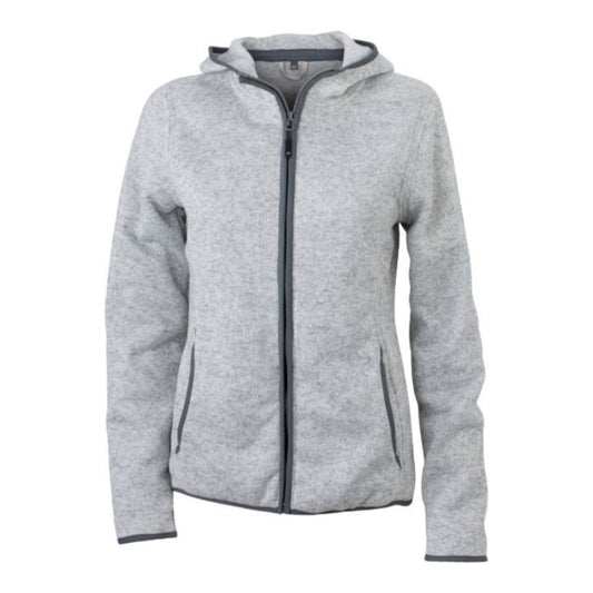 Damen Strickfleece Kapuzenjacke, Daiber JN 588 – light melange/carbon