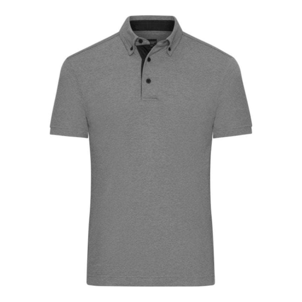 Herren Button-Down Piqué Polo, Daiber JN 964 – light melange/black