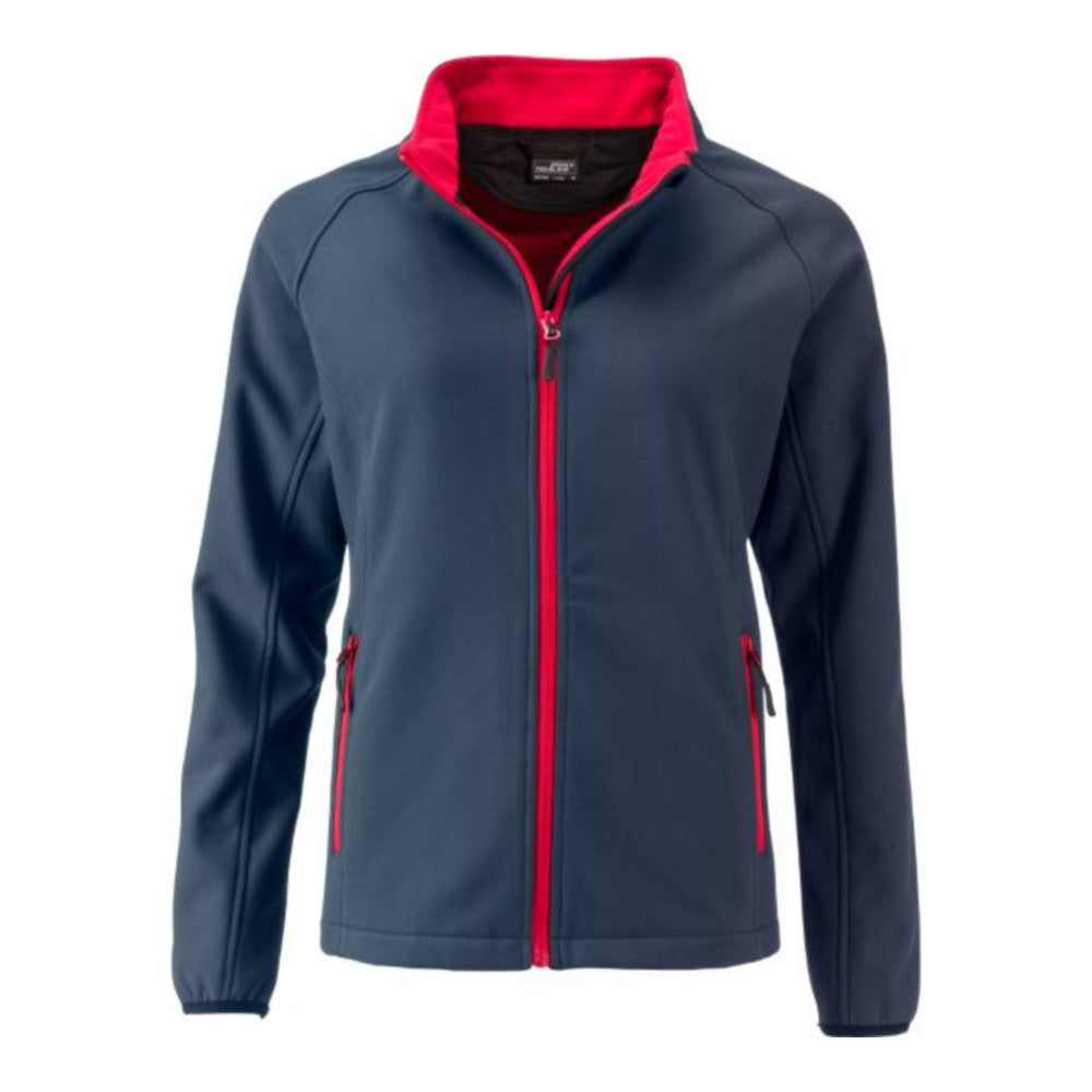 Damen 2-Lagen Promo Softshell Jacke, Daiber JN 1129 – iron grey/red