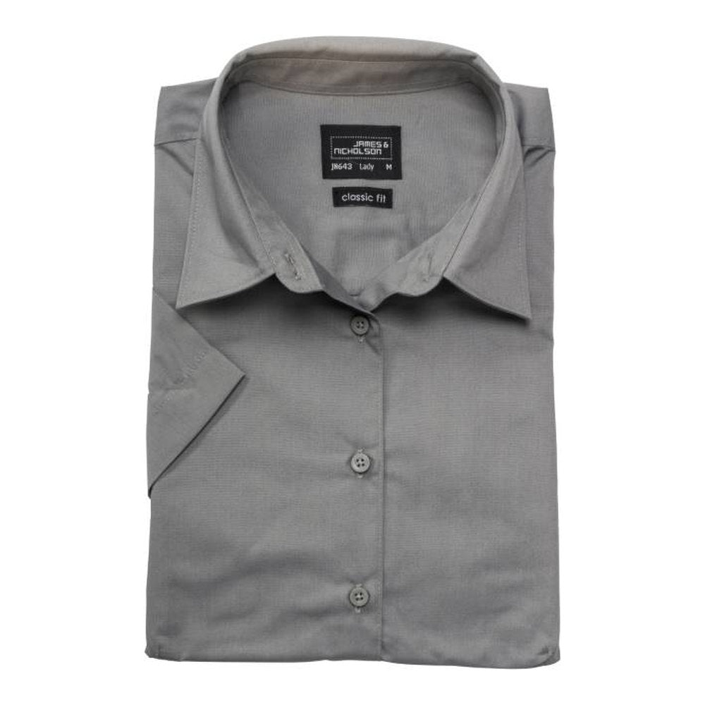 Unisex Popeline Business Bluse kurzarm, Daiber JN 643 – steel
