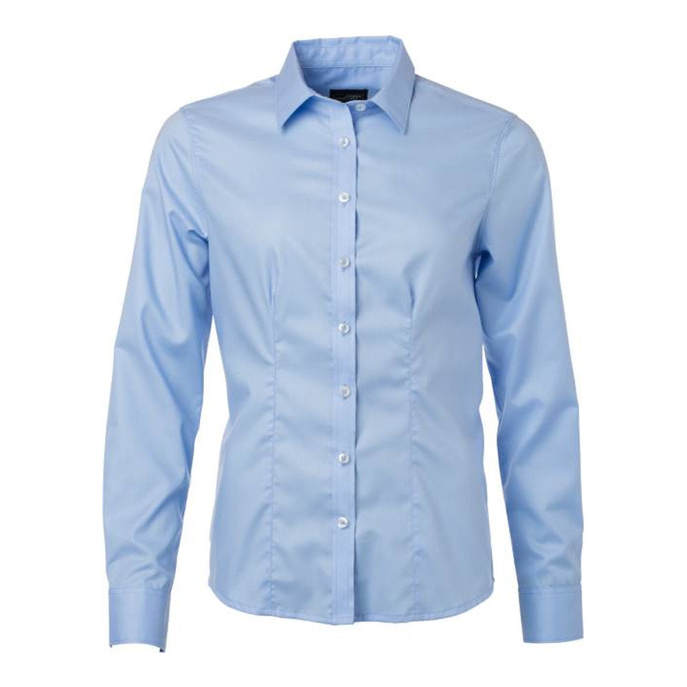 Unisex Micro-Twill Bluse langarm, Daiber JN 681 – light blue
