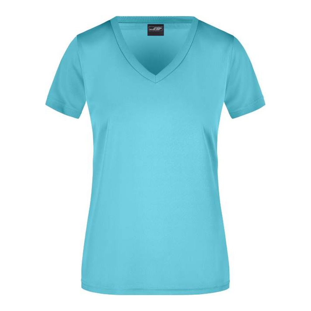 Damen V-Ausschnitt Sport T-Shirt, Daiber JN 735 – pacific
