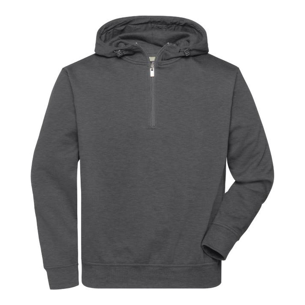Unisex Bio Workwear Kapuzen Sweater mit "1/4" Zip, Daiber JN 839 – dark melange
