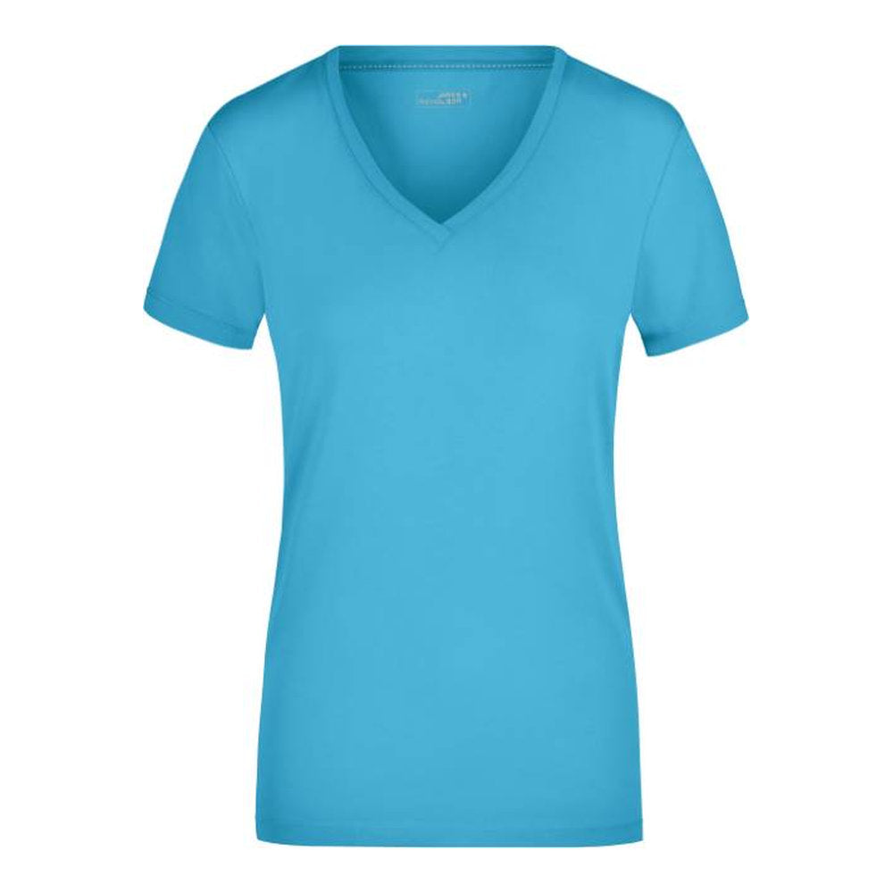 Damen Stretch V-Ausschnitt T-Shirt, Daiber JN 928 – turquoise