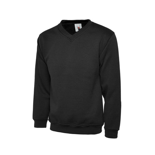 Classic V-Neck Sweatshirt, UNEEK UC204 - Black