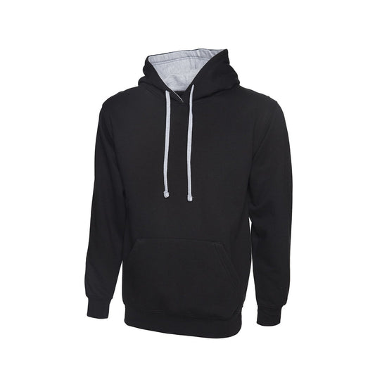 Kontrast-Hoodie, UNEEK UC507 - Black/Heather Grey