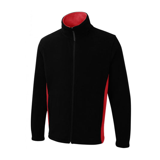 Two-Tone Fleecejacke mit Reißverschluss, UNEEK UC617 - Black/Red