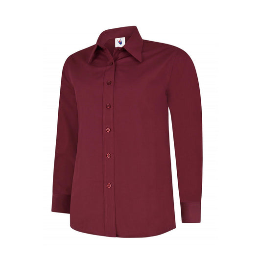 Damen Popelinebluse Langarm, UNEEK UC711 - Burgundy