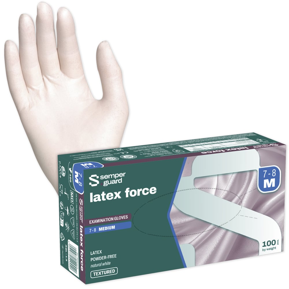 Semperguard Latex Force Handschuhe, Latex Einweghandschuhe, weiß