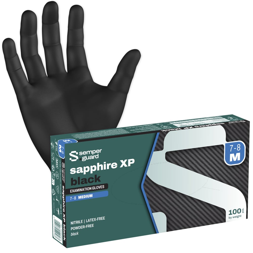 Semperguard Sapphire XP Black Handschuhe, Nitril Einweghandschuhe, schwarz