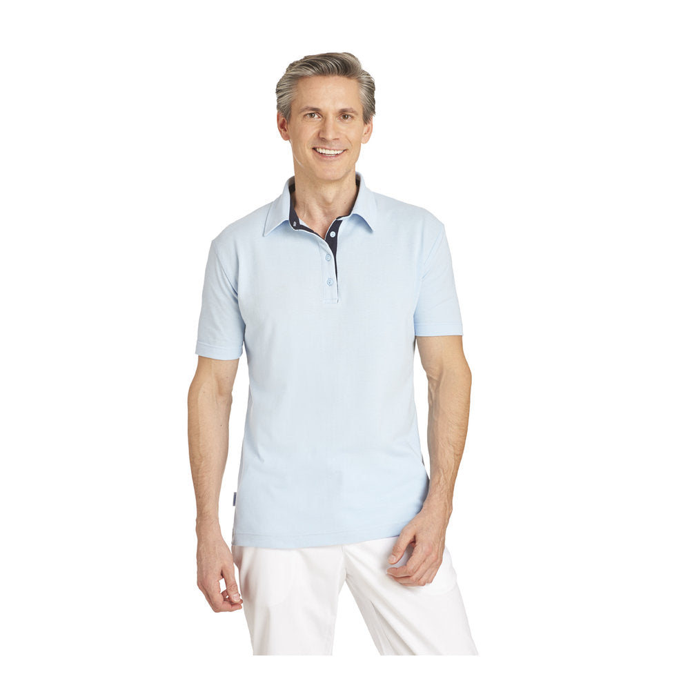 Unisex Poloshirt, Leiber 08/2637 - hellblau/marine