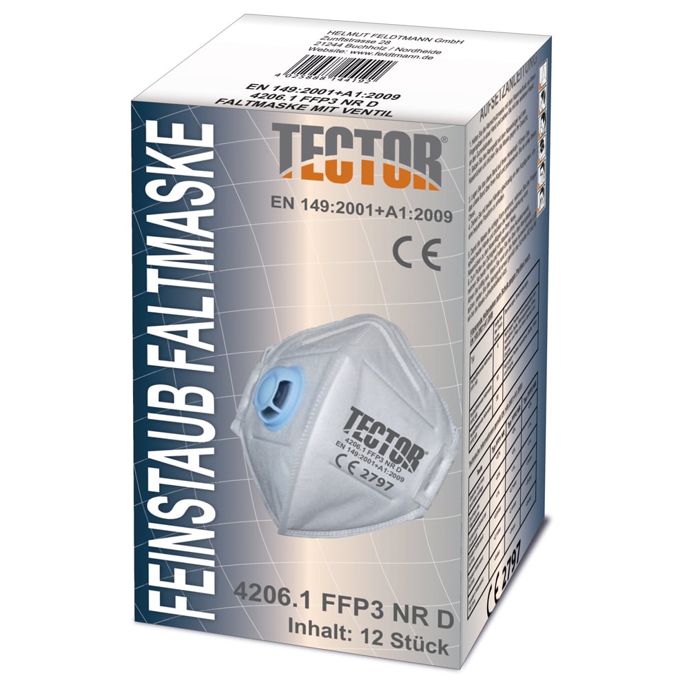 Tector FFP3 Masken mit Ventil, 12 Stück