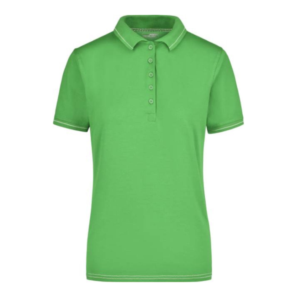 Damen Jersey Stretch Polo, Daiber JN 568 – lime green/white