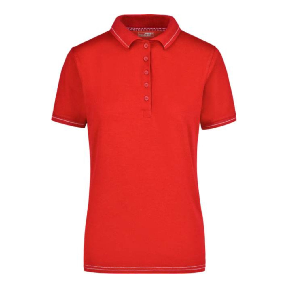 Damen Jersey Stretch Polo, Daiber JN 568 – red/white
