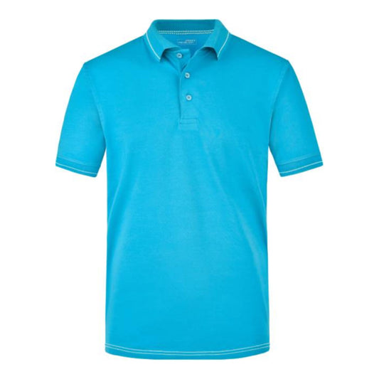 Herren Jersey Stretch Polo, Daiber JN 569 – aqua/white