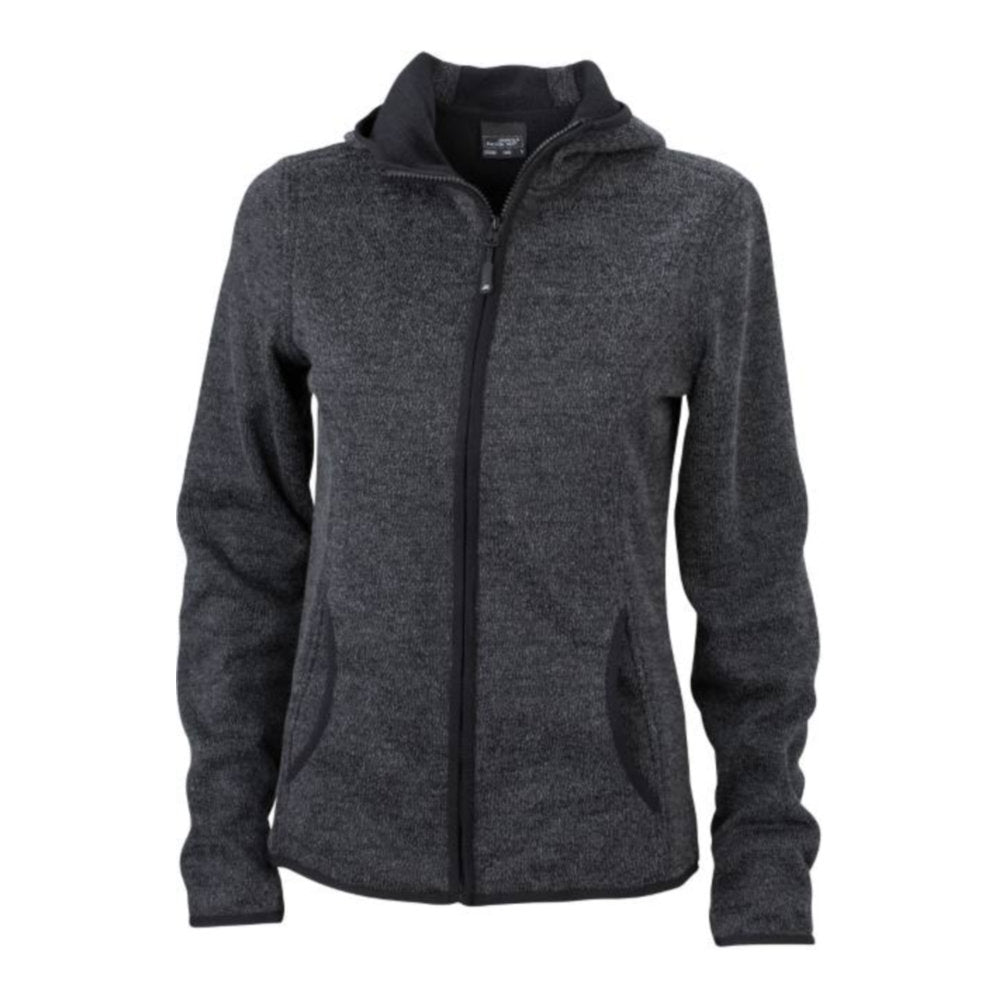 Damen Strickfleece Kapuzenjacke, Daiber JN 588 – dark melange/black
