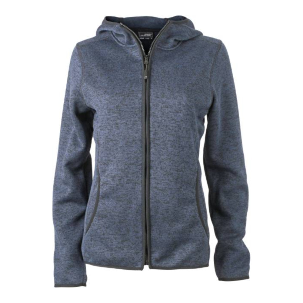 Damen Strickfleece Kapuzenjacke, Daiber JN 588 – denim melange/black