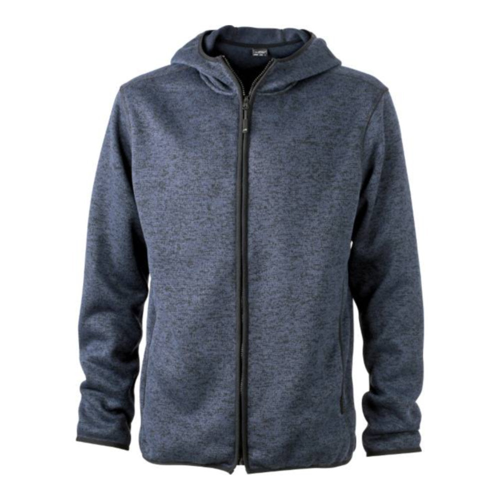 Herren Strickfleece Kapuzenjacke, Daiber JN 589 – denim melange/black