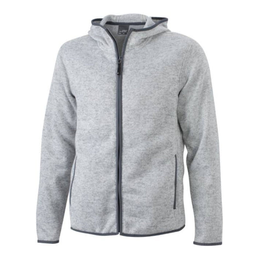 Herren Strickfleece Kapuzenjacke, Daiber JN 589 – light melange/carbon