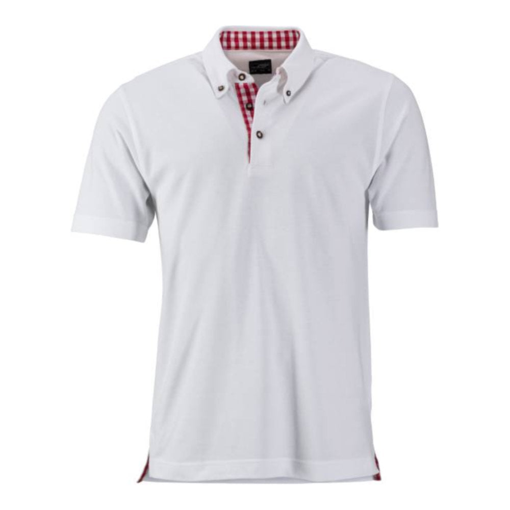 Herren Trachten Piqué Polo, Daiber JN 716 – white/red white