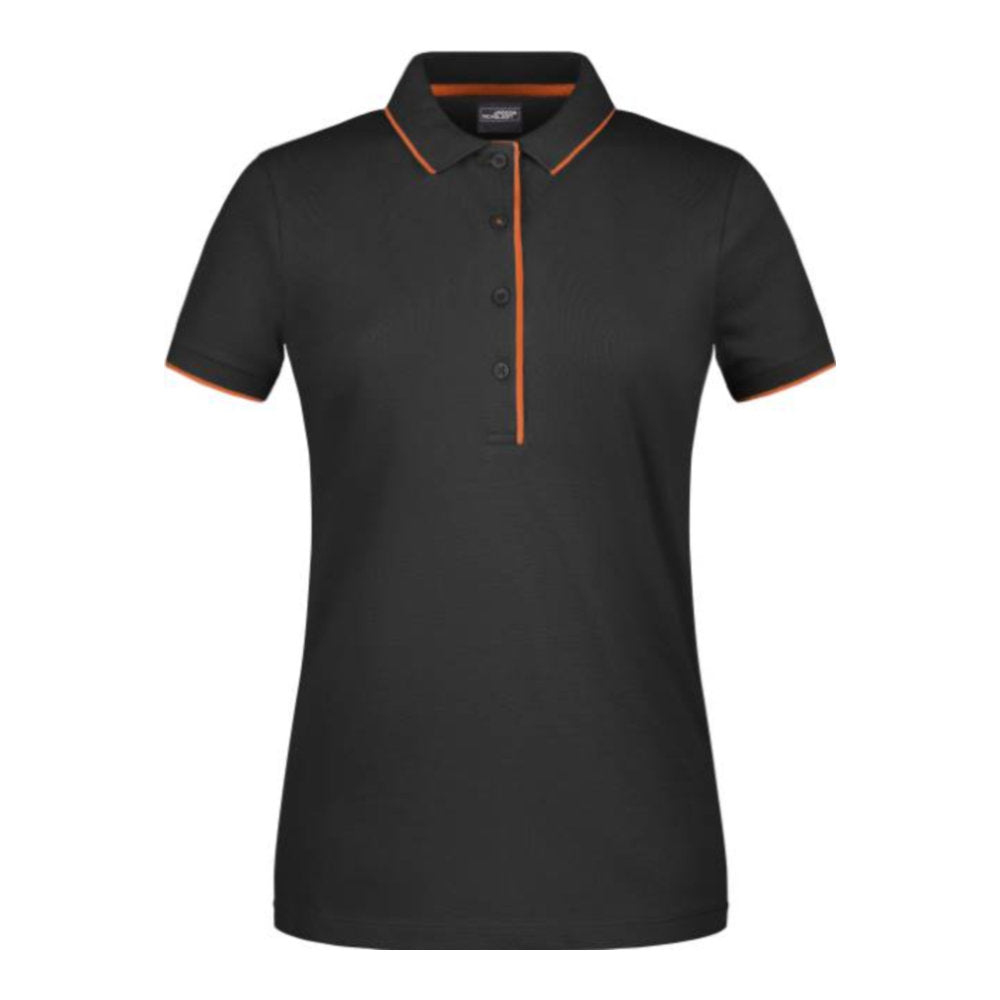 Damen Piqué Polo Stripe, Daiber JN 727 – black/orange