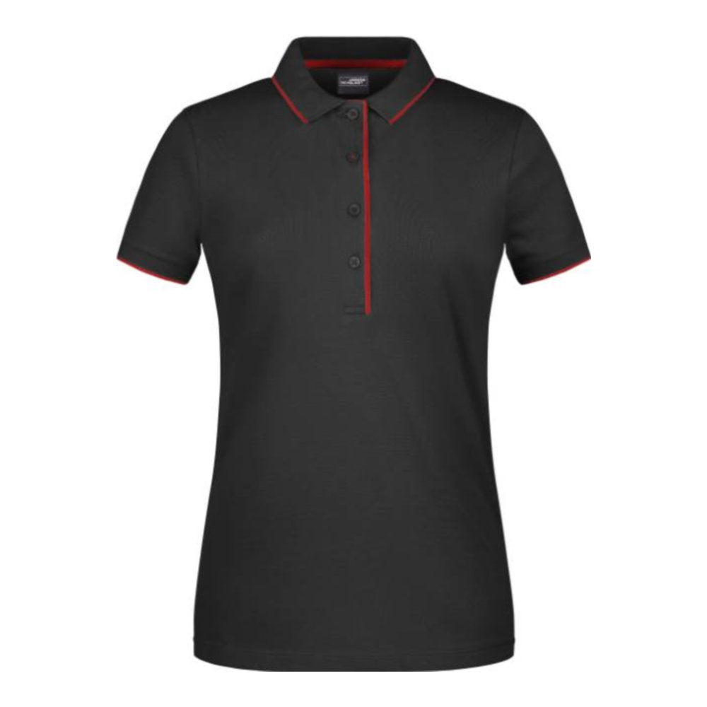 Damen Piqué Polo Stripe, Daiber JN 727 – black/red
