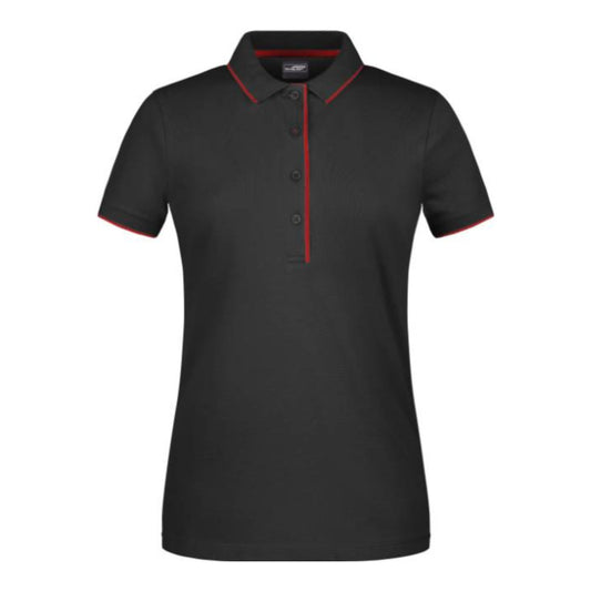 Damen Piqué Polo Stripe, Daiber JN 727 – black/red