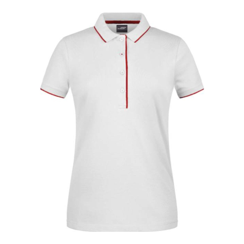 Damen Piqué Polo Stripe, Daiber JN 727 – white/red