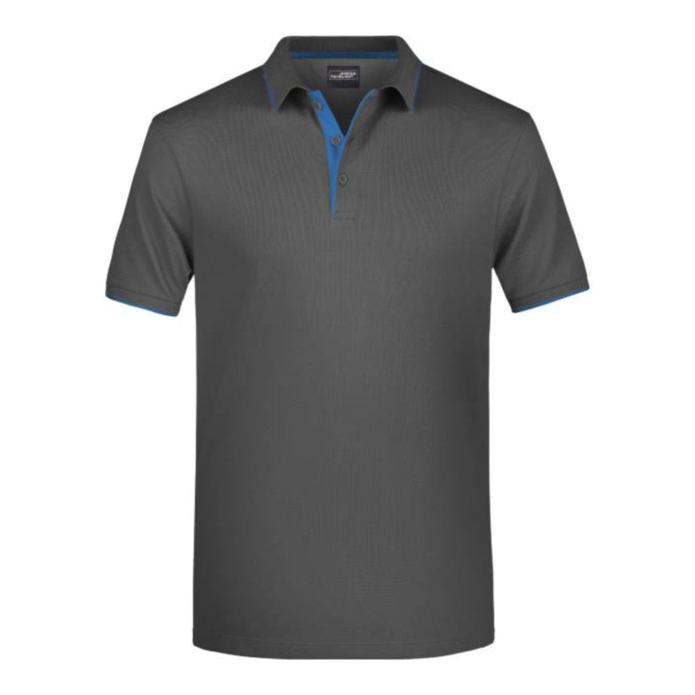 Herren Piqué Polo Stripe, Daiber JN 728 – graphite/aqua