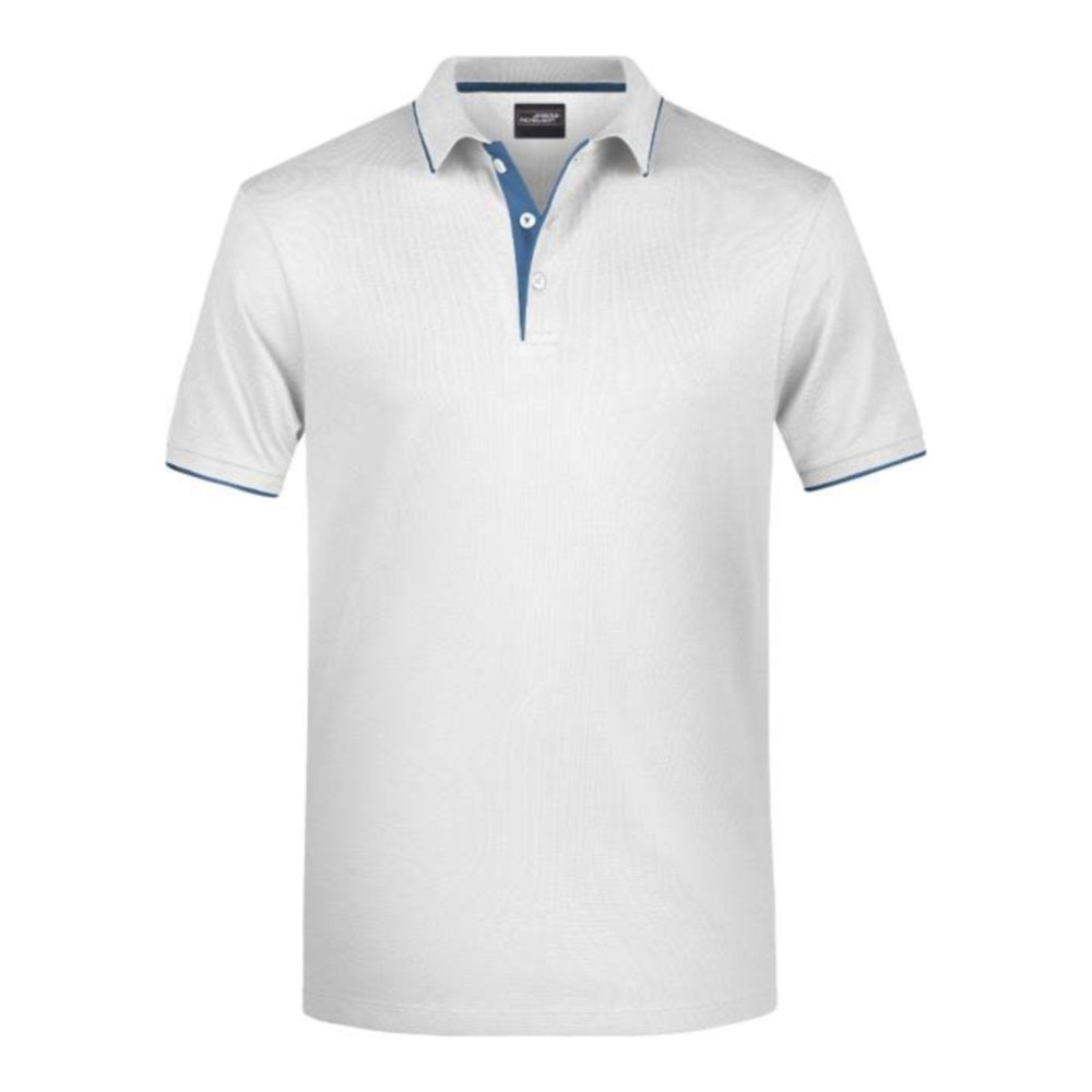 Herren Piqué Polo Stripe, Daiber JN 728 – white/navy