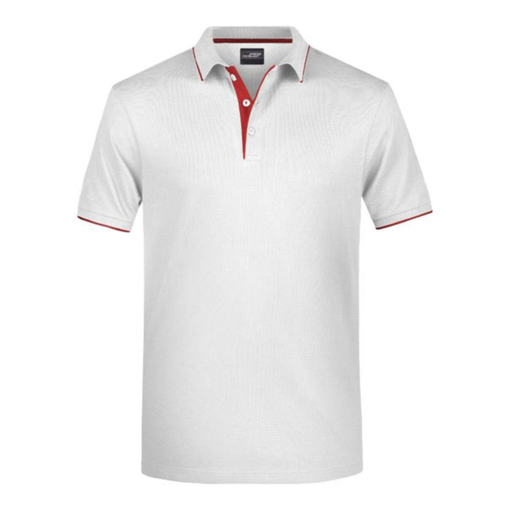 Herren Piqué Polo Stripe, Daiber JN 728 – white/red