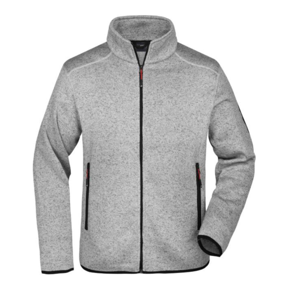 Herren Strickfleece Jacke, Daiber JN 762 – light grey melange/red
