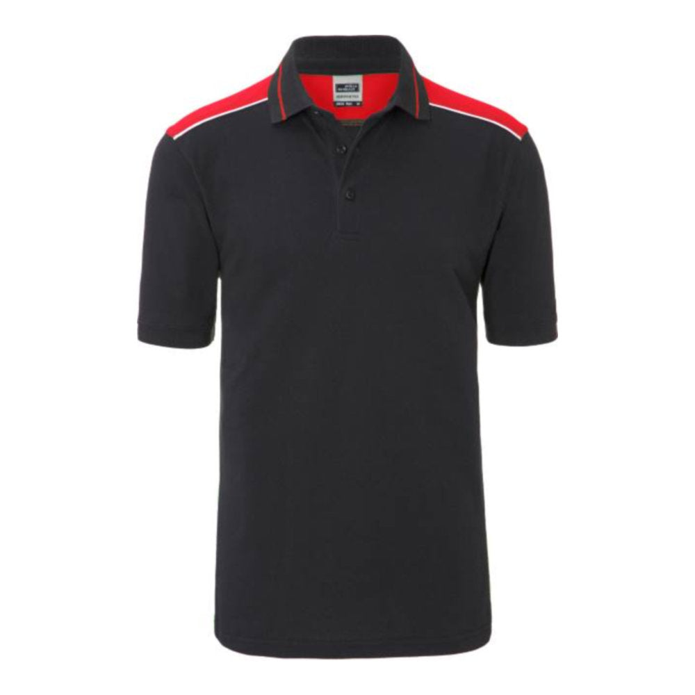 Herren Workwear Piqué Polo - Color, Daiber JN 858 – carbon/red