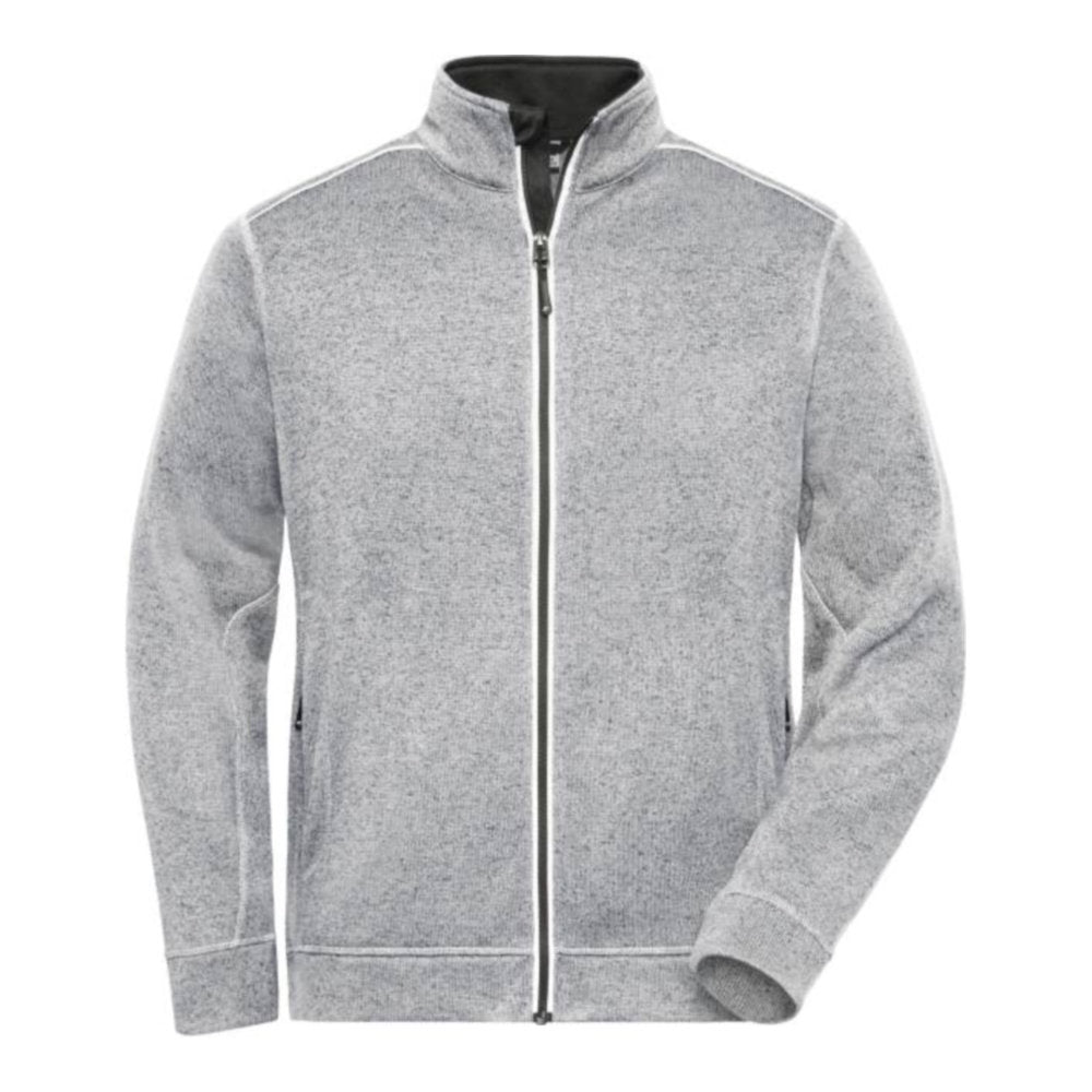 Herren Workwear Strickfleece Jacke - Solid, Daiber JN 898 – white melange/carbon