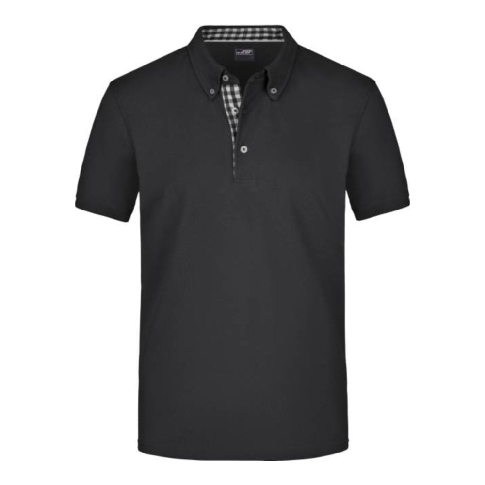 Herren Button-Down Piqué Polo, Daiber JN 964 – black/black white