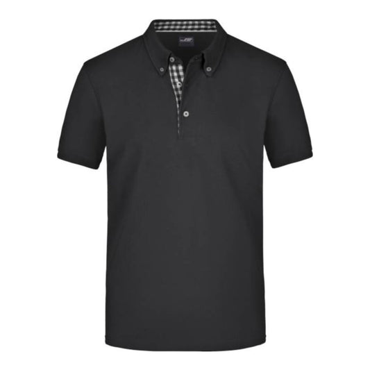 Herren Button-Down Piqué Polo, Daiber JN 964 – black/black white