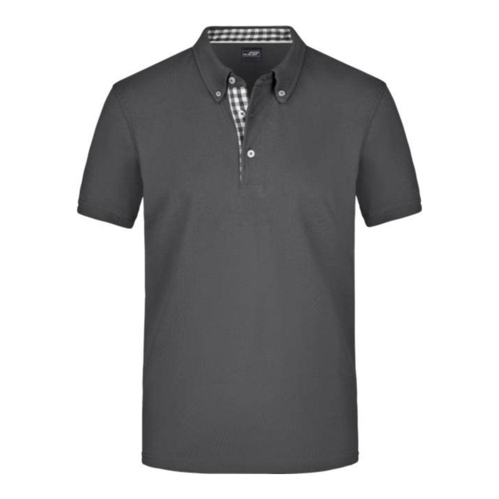 Herren Button-Down Piqué Polo, Daiber JN 964 – graphite/graphite/white