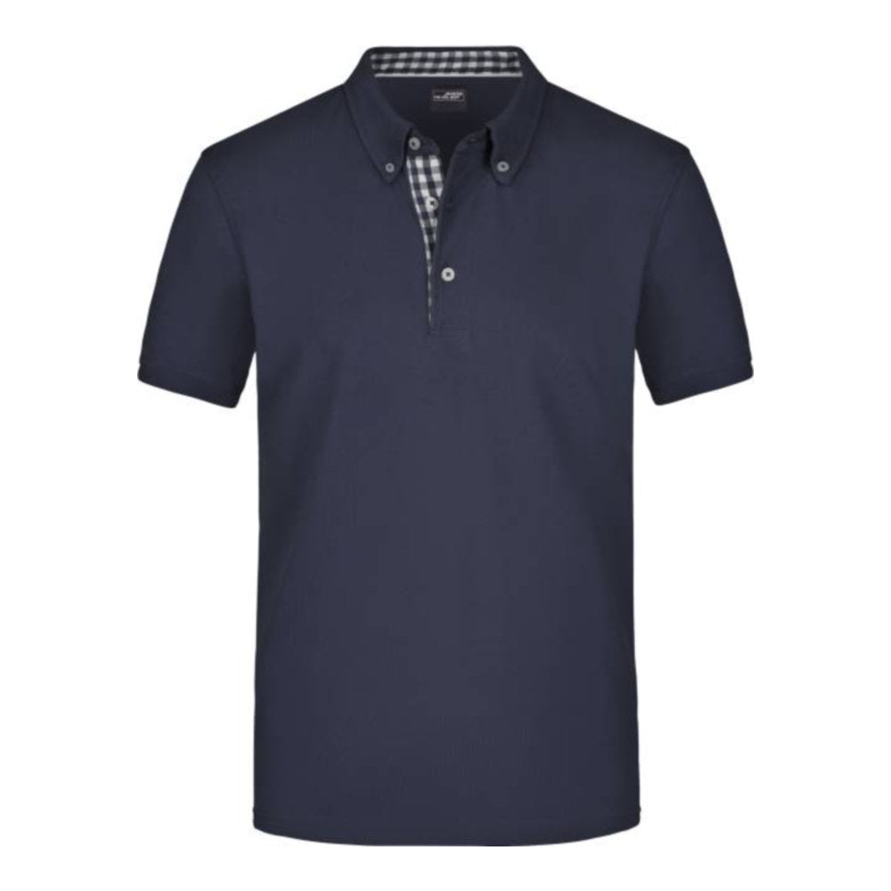 Herren Button-Down Piqué Polo, Daiber JN 964 – navy/navy/white