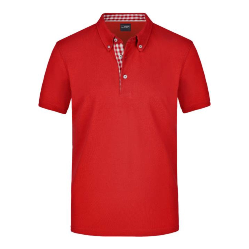 Herren Button-Down Piqué Polo, Daiber JN 964 – red/red/white