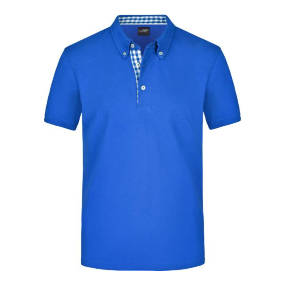 Herren Button-Down Piqué Polo, Daiber JN 964 – royal/royal/white