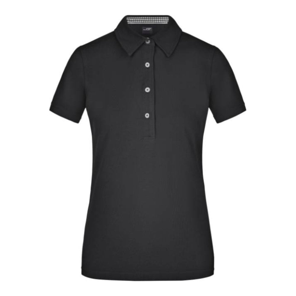 Damen Piqué Polo "Plain", Daiber JN 969 – black/black/white
