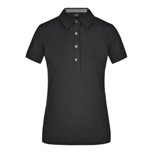 Damen Piqué Polo "Plain", Daiber JN 969 – black/black/white