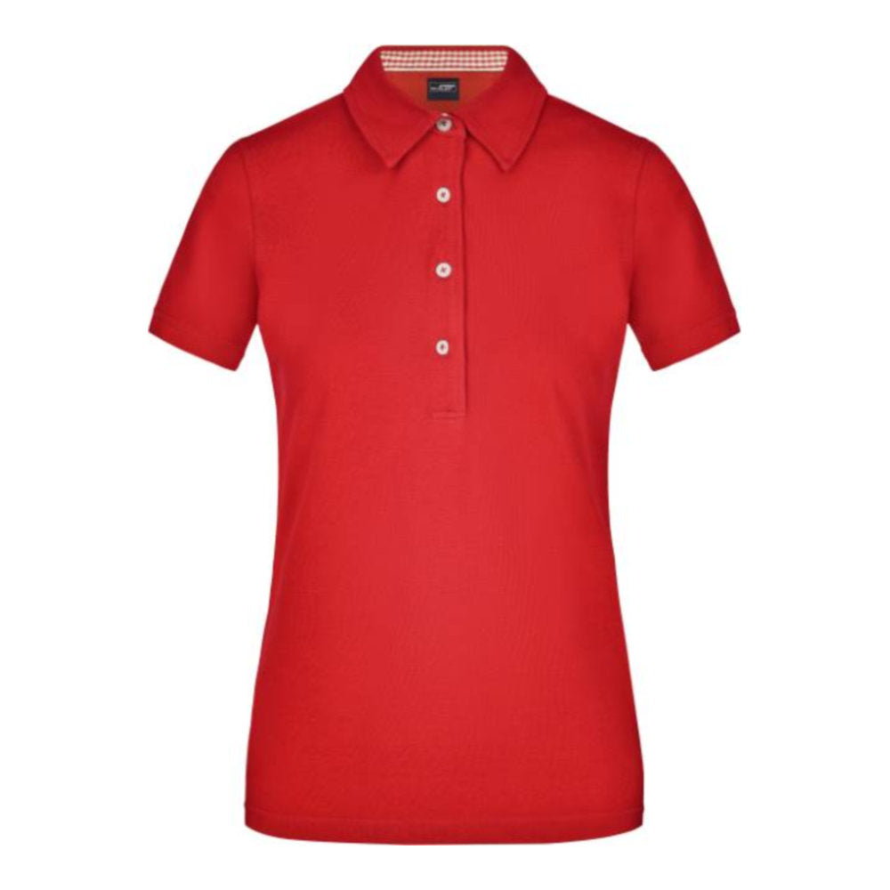 Damen Piqué Polo "Plain", Daiber JN 969 – red/red/white