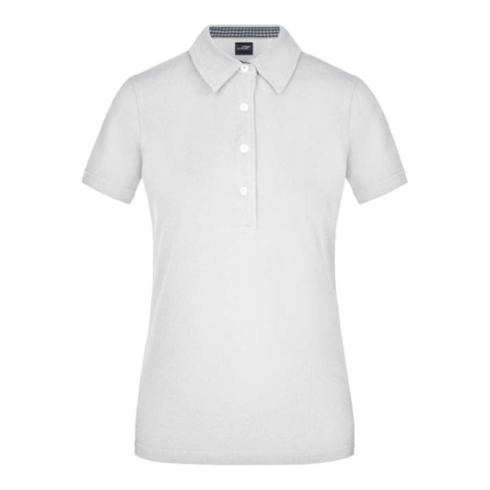 Damen Piqué Polo "Plain", Daiber JN 969 – white/navy/white