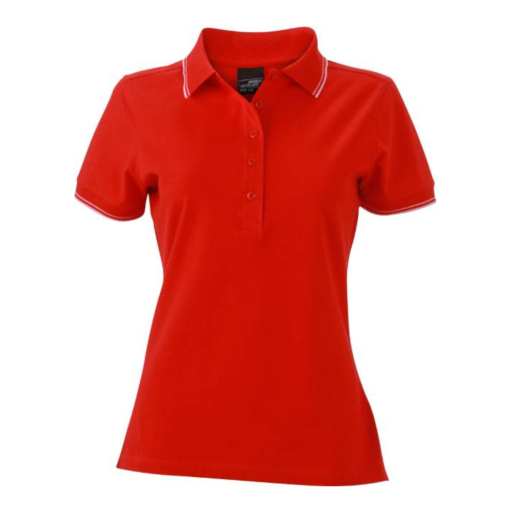 Damen Piqué Polo, Daiber JN 985 – tomato/white