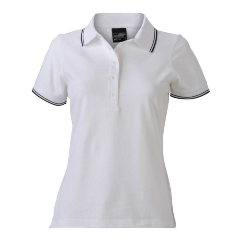 Damen Piqué Polo, Daiber JN 985 – white/navy