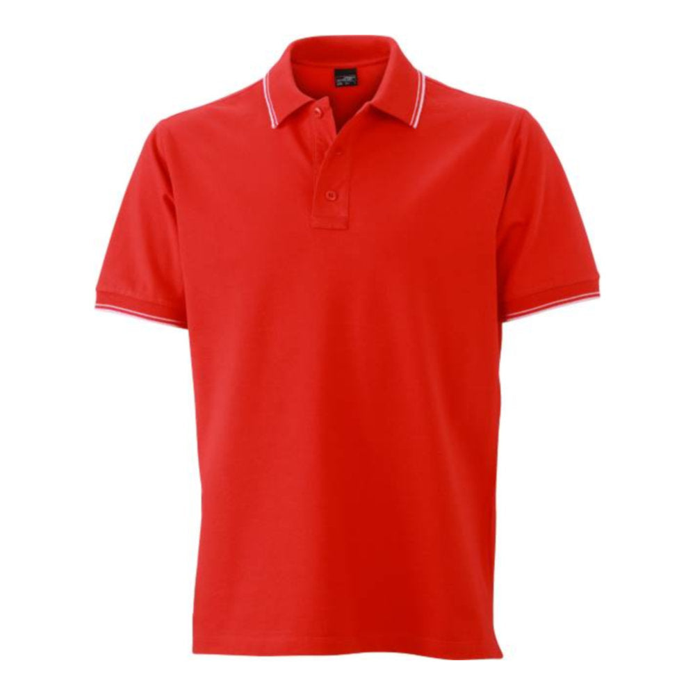 Herren Piqué Polo, Daiber JN 986 – tomato/white