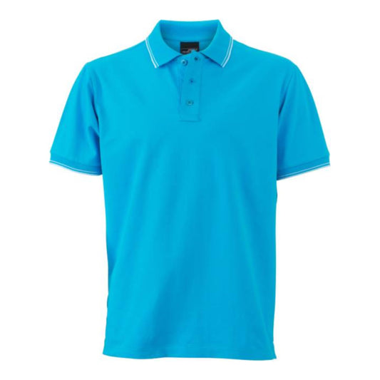 Herren Piqué Polo, Daiber JN 986 – turquoise/white