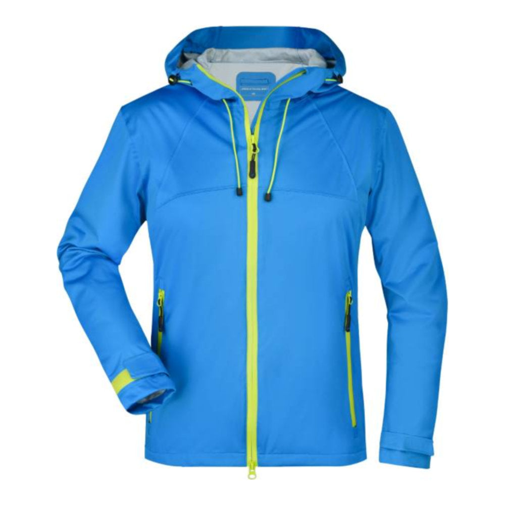 Damen 3-Lagen Softshell Jacke, Daiber JN 1097 – aqua/acid yellow